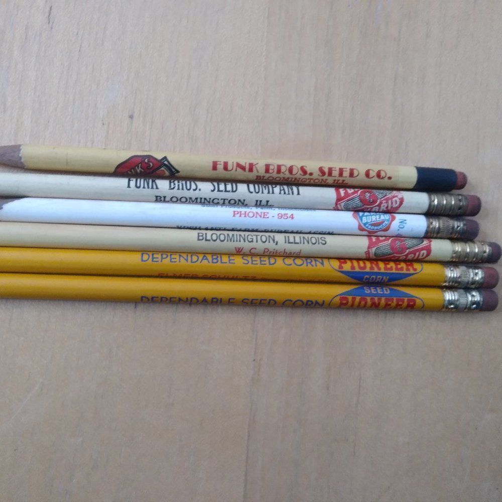 Vintage Funk Bros. Seed Pioneer Corn Illinois Michigan Pencils (6)